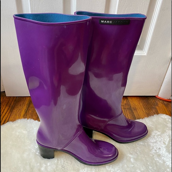 Marc Jacobs Purple High Heel Rain Boots Sz 9 - Picture 4 of 15